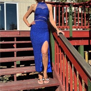 Chic Royal Blue High-Low Dress